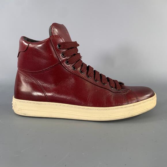 TOM FORD Size 8 Burgundy Leather High Top Lace Up Shoes main image 7